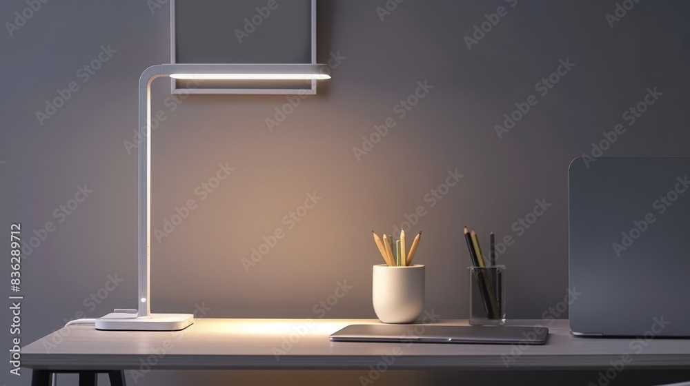 The sleek, minimalist lamp with a slim profile is perfect for the modern, clutter-free home office. The sleek, minimalist lamp with a slim profile is perfect for the modern, clutter-free home office.