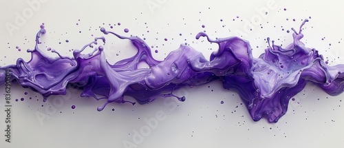 Long scratches with violet ink, one direction, white background. photo