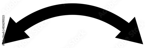 Dual sided curved arc arrow shape. Double ended arrow illustration.