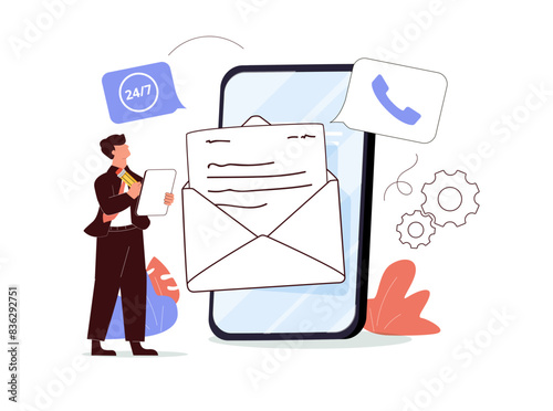 Get in touch abstract concept vector illustration. Initiate contact, contact us, feedback online form, talk to customer