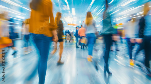 Wallpaper Mural Travelers moving in crowded airport with bags Torontodigital.ca