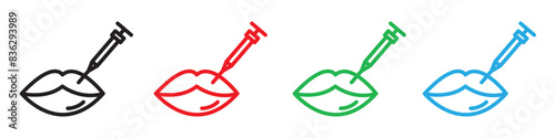 Hyaluronic acid lips injection icon line art vector