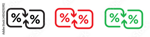 High and Low Percent arrow icon line art vector