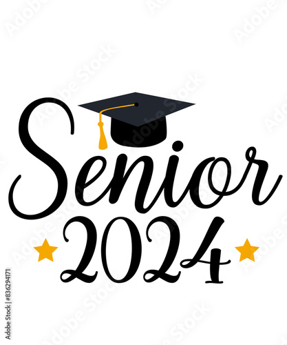 Wallpaper Mural Graduation senior 2024 typography clip art design on plain white transparent isolated background for card, shirt, hoodie, sweatshirt, apparel, tag, mug, icon, poster or badge Torontodigital.ca