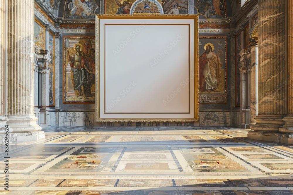 Obraz premium large empty room with a white frame on the wall