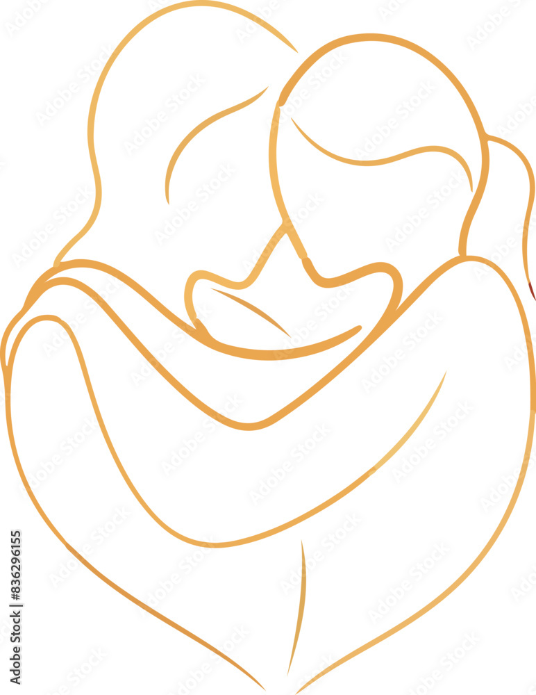 Obraz premium Elegant and Minimalistic Line Art of a Couple Hugging