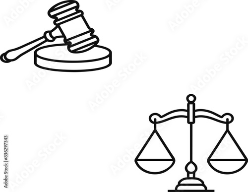Legal Symbols Depicting Justice with Gavel and Scales of Law