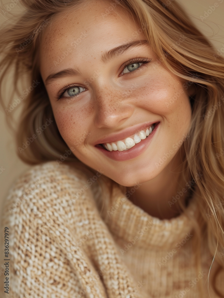 Portrait of a beautiful blond woman with a sensual smile and a natural appearance Portrait of a beautiful blond woman with a sensual smile and a natural appearance