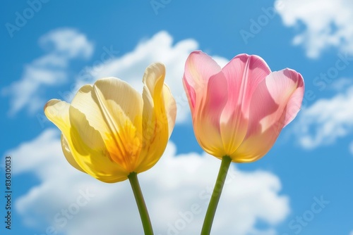 Celestial Tulips  Blooms Brushing the Azure Sky