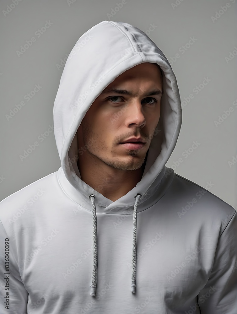 handsome man in white hoodie mockup handsome man in white hoodie mockup