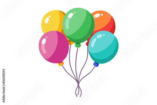 Colorful cartoon balloons vector illustration in a bunch