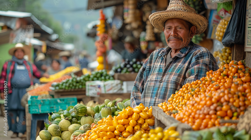A street market with a variety of fruits and vegetables A street market with a variety of fruits and vegetables