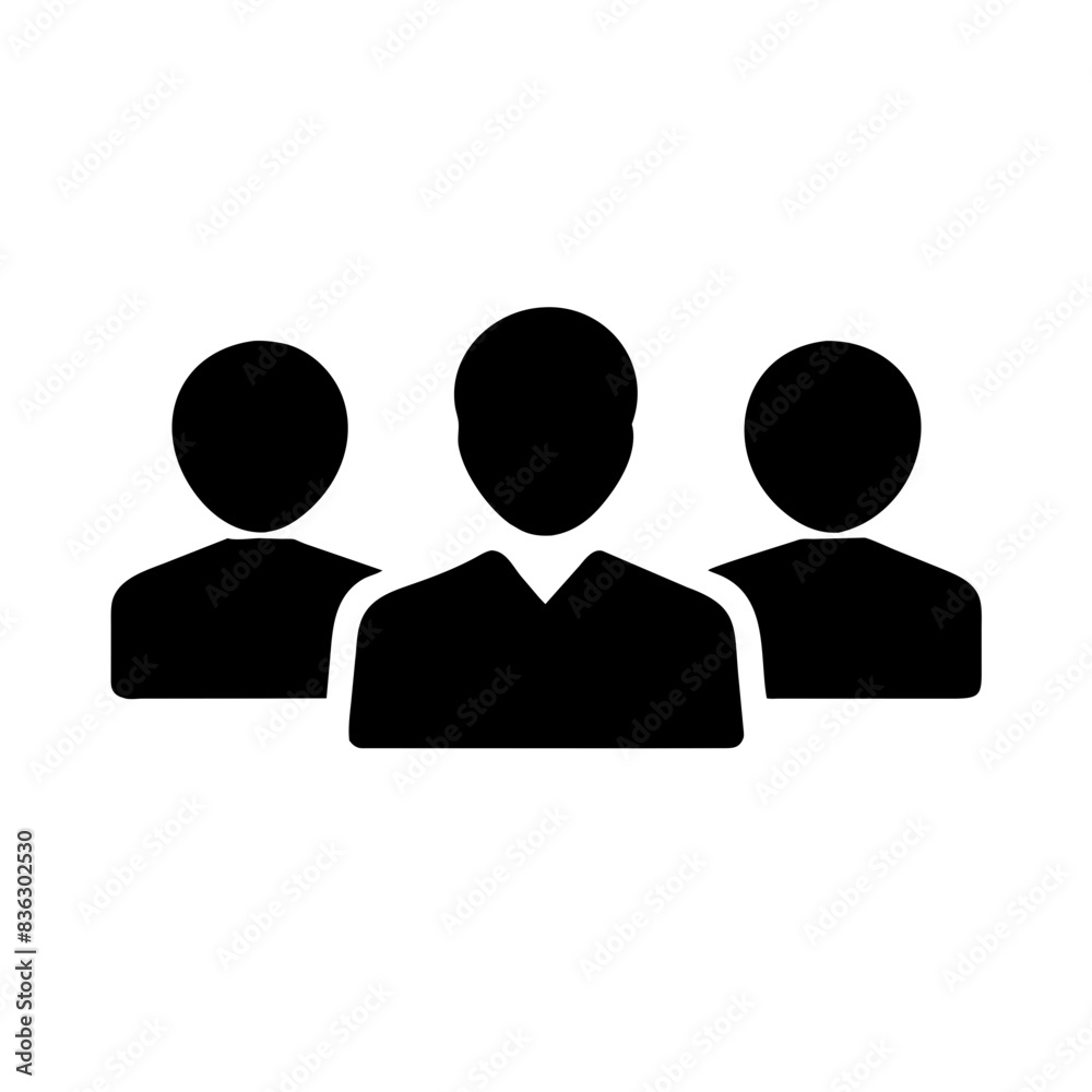 Silhouette vector icon of a group of three people Silhouette vector icon of a group of three people