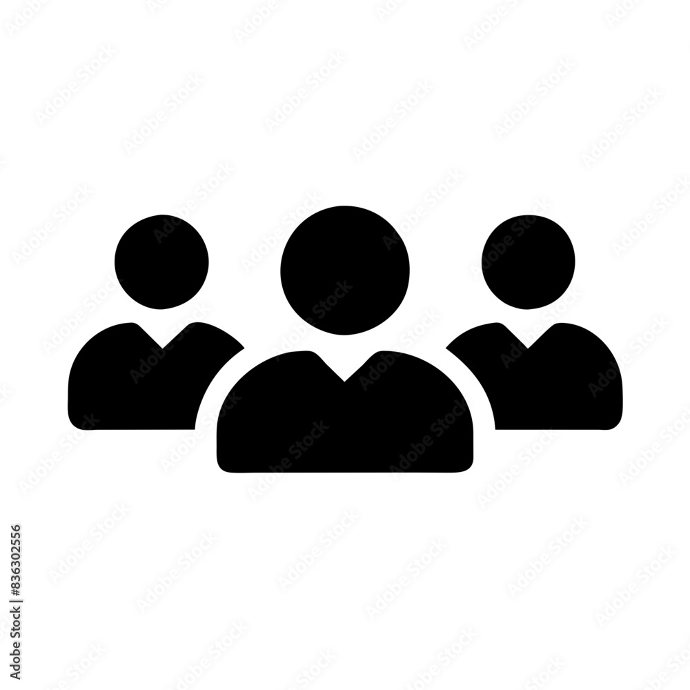 Vector Icon of Three People in a Group, Teamwork Symbol Vector Icon of Three People in a Group, Teamwork Symbol