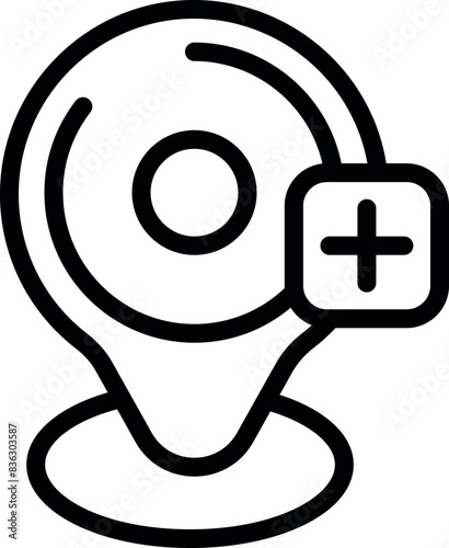 Medical location pin icon for healthcare services, hospital, clinic, and healthcare facilities on a map