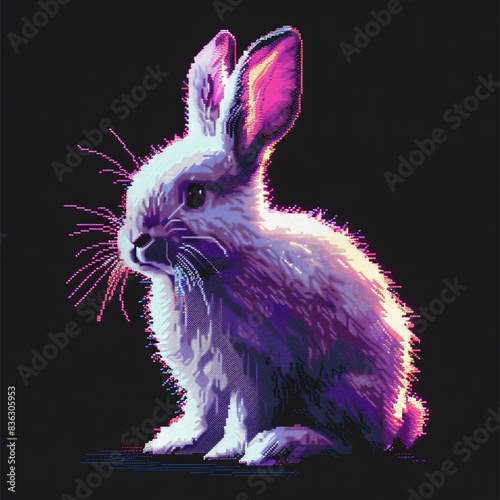 a rabbit with purple and white colors photo