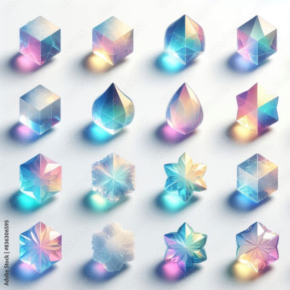 a collection of different colored gems and rainbows. a collection of different colored gems and rainbows.