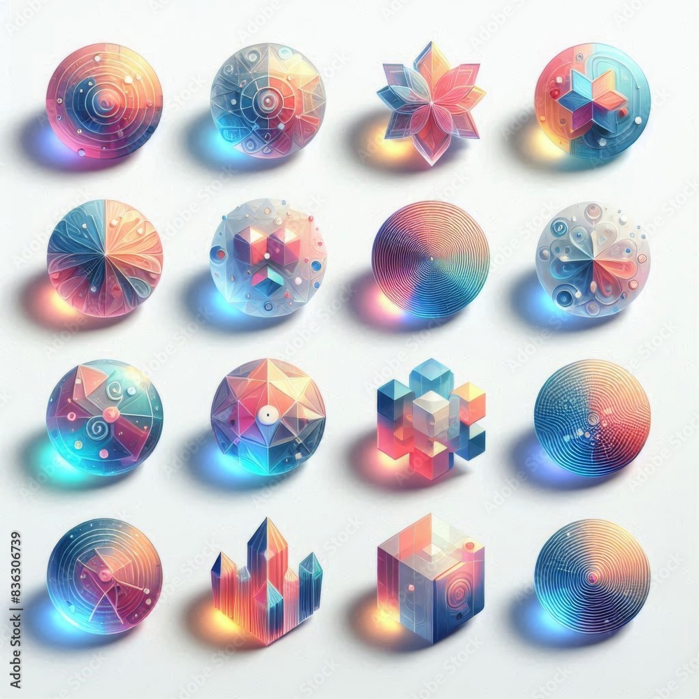 a collection of different colored gems and rainbows. a collection of different colored gems and rainbows.