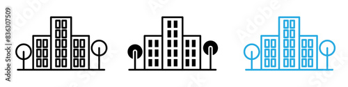 Tall buildings icon logo set vector