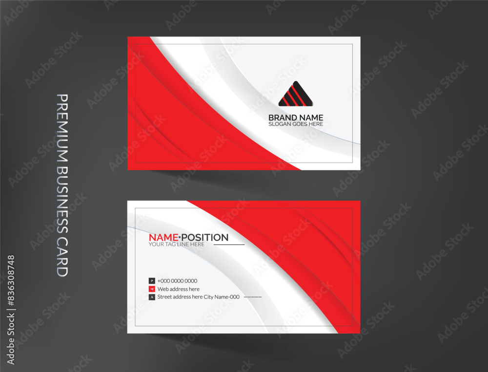 Professional red and white business card template 