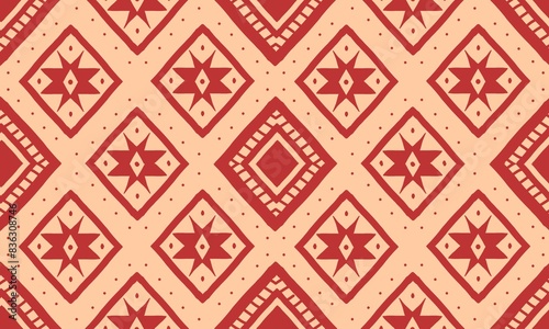 Hand drawn Batik pattern seamless. Geometric doodle abstract illustration, wallpaper. Tribal ethnic vector texture. Aztec style. Folk embroidery. Indian, Scandinavian, African rug, tile.