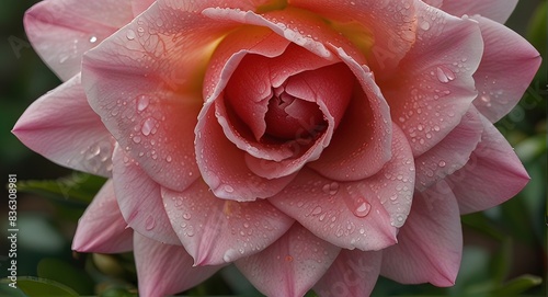 pink rose with water drops photo