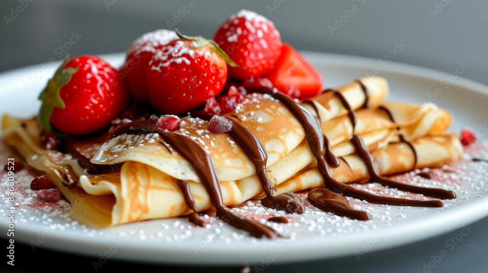 Sweet Treat: Crepe with Chocolate and Fresh Strawberries Sweet Treat: Crepe with Chocolate and Fresh Strawberries