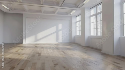 Wallpaper Mural Empty room with blank wall for text or artwork, 4K animation video looping Torontodigital.ca