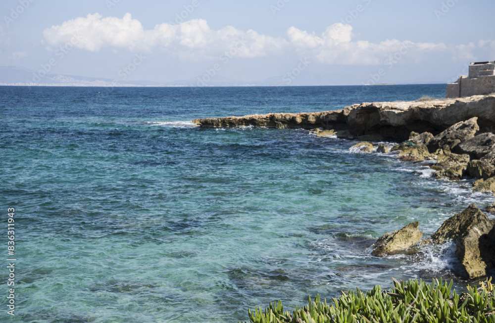 Picturesque landscape of the beautiful blue sea