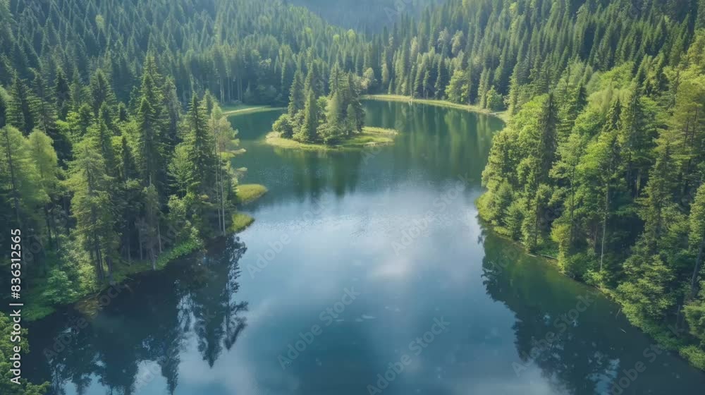 Environmental conservation concept with forest and lake, 4K animation video looping Environmental conservation concept with forest and lake, 4K animation video looping