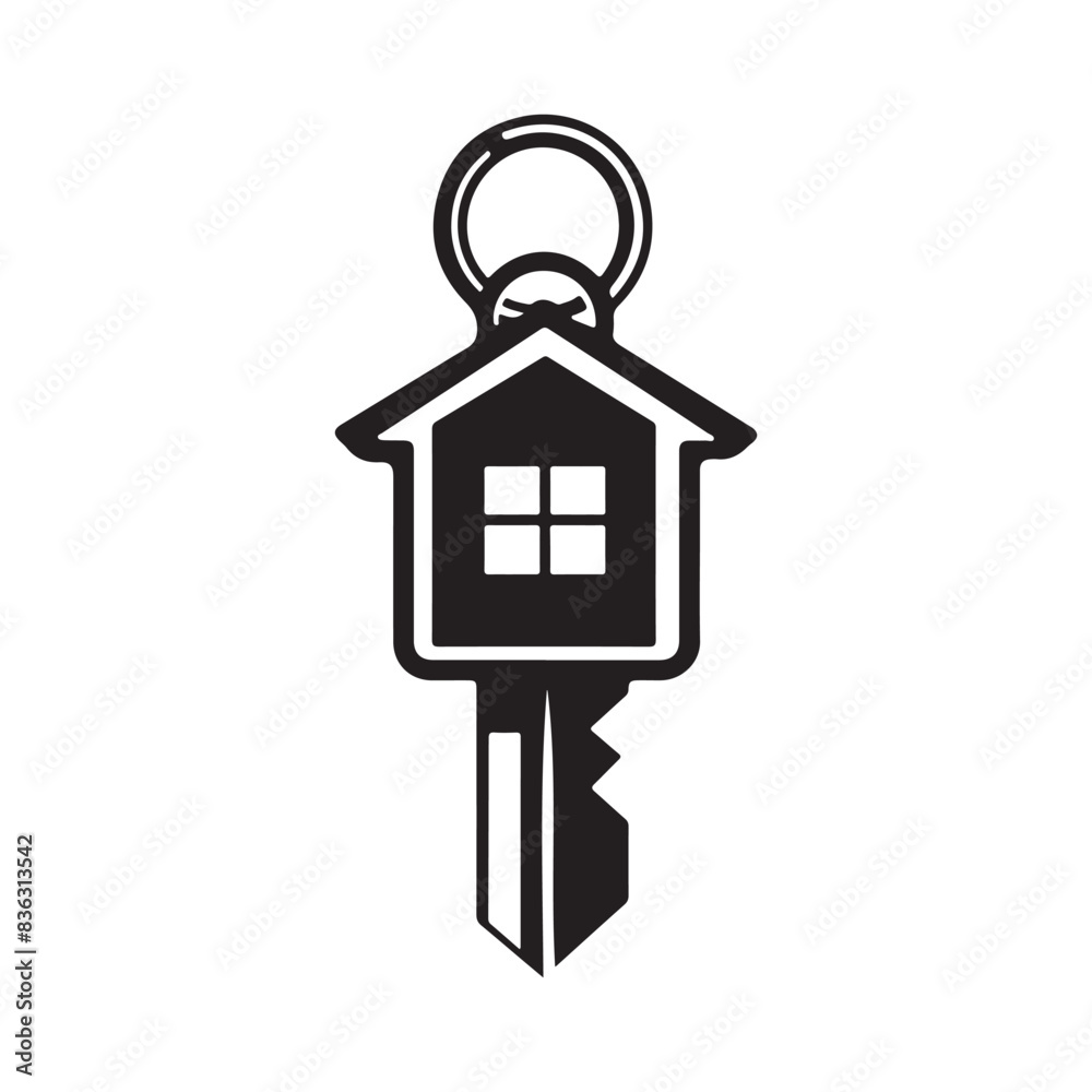 House shaped key icon image Vector Isolated on white background