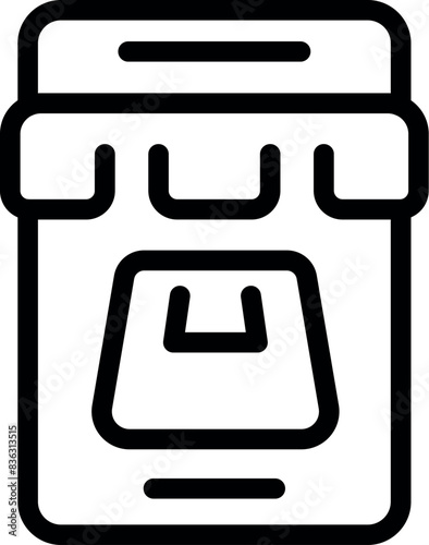 Vector illustration of a simple line art container jar with a lid, in black and white