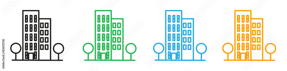 Tall buildings icon mark in filled style Tall buildings icon mark in filled style