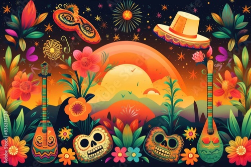 Cinco de Mayo concept for Mexican American holiday. Happy Cinco De Mayo Day design, Mexicans celebrating May 5, Mexico's victory. Mexican party background.