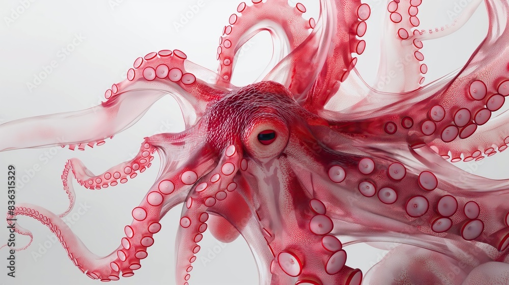 Fototapeta premium Octopus on white background. Close up view of octopus tentacles.
