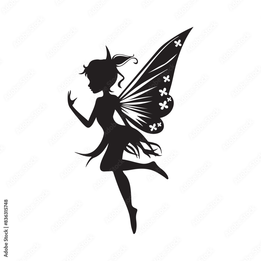 Fairy logo Black and White Stock Images and design isolated on white background Fairy logo Black and White Stock Images and design isolated on white background
