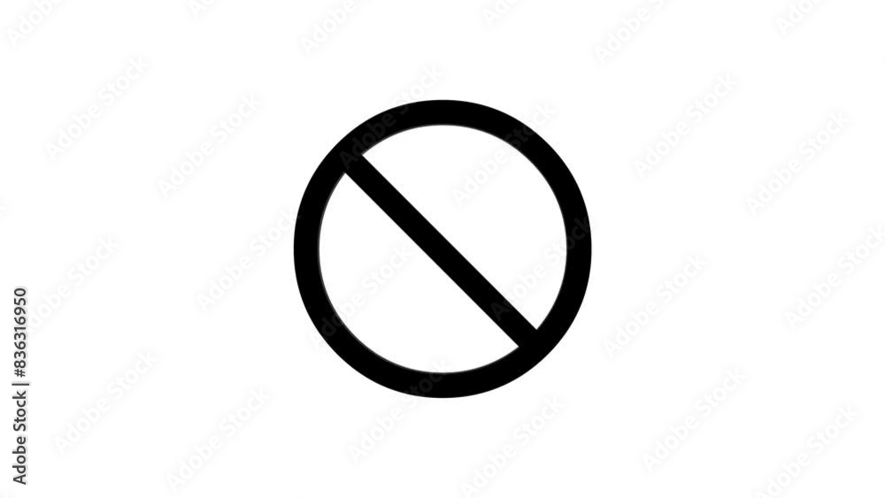 3d No Sign, black isolated on white background animation 3d No Sign, black isolated on white background animation