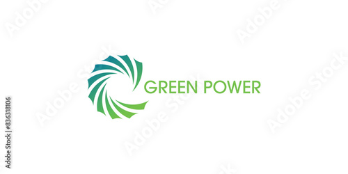 Simple green power logo design with modern concept , premium vector