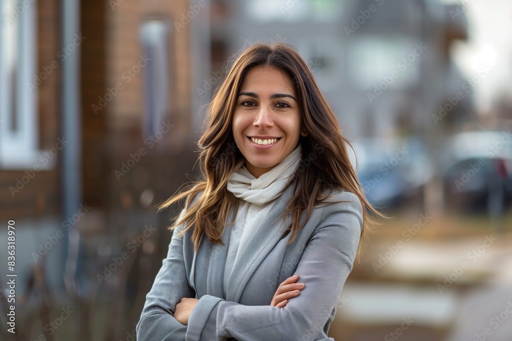 Smiling Female Realtor: Portrait of a Joyful Real Estate Agent Smiling Female Realtor: Portrait of a Joyful Real Estate Agent