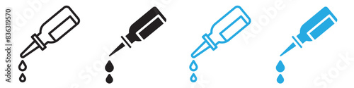 Oil dropper bottle icon line art vector