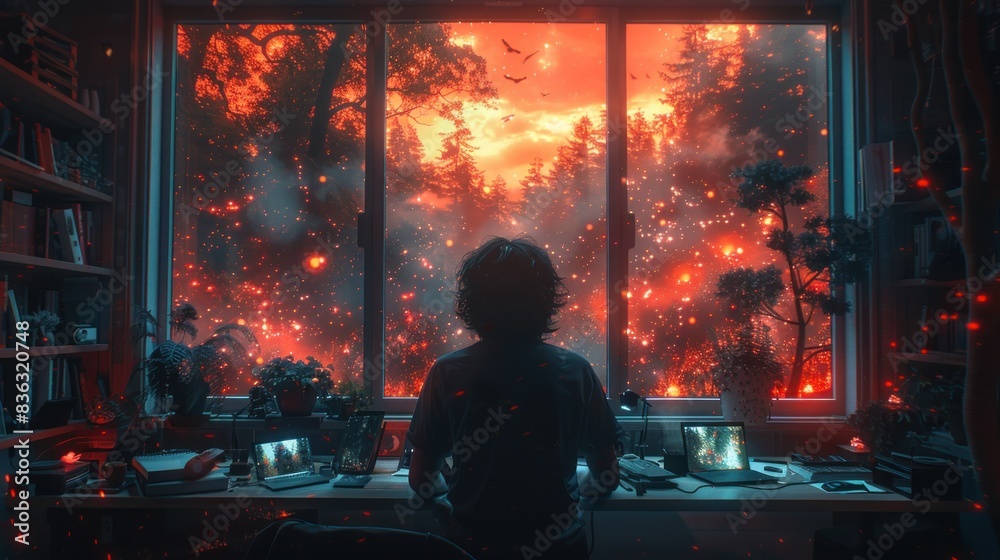 Anime, manga style. Colorful study lo-fi desk. Cozy chill vibe. Hip-hop atmoshperic lighs. Anime, manga style. Colorful study lo-fi desk. Cozy chill vibe. Hip-hop atmoshperic lighs.