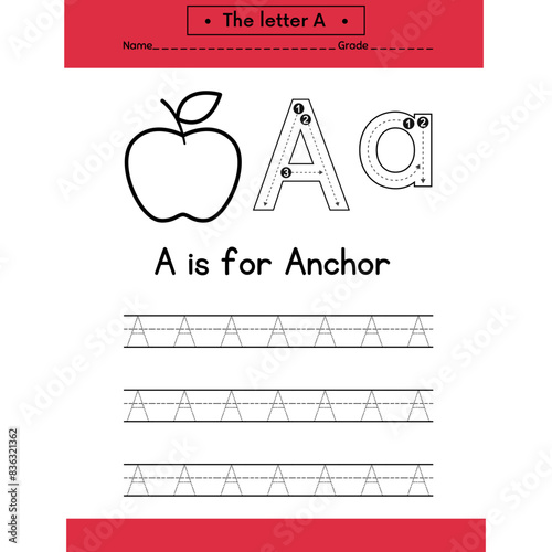 alphabets tracing l;etters for hand practicing  photo