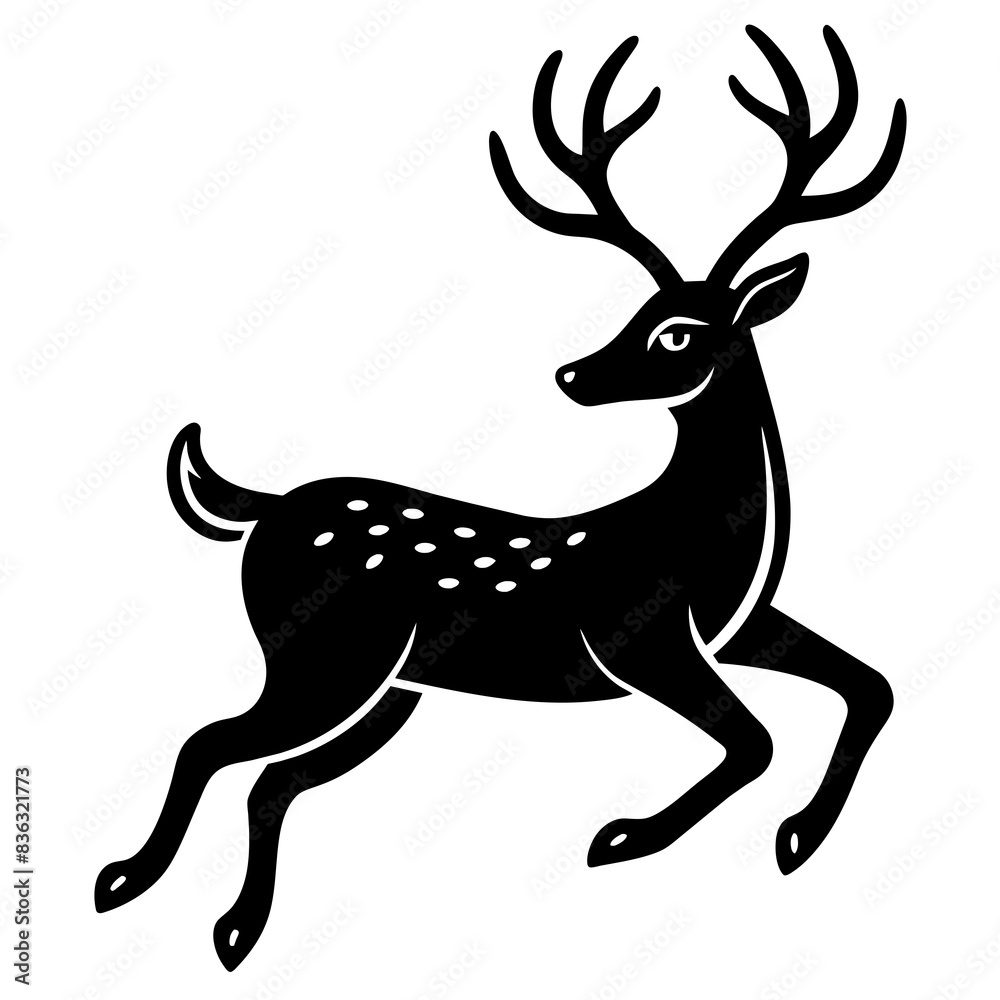 Deer jumping illustration vector silhouette clean line art Deer jumping illustration vector silhouette clean line art