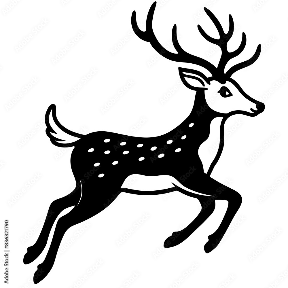 Deer jumping illustration vector silhouette clean line art Deer jumping illustration vector silhouette clean line art