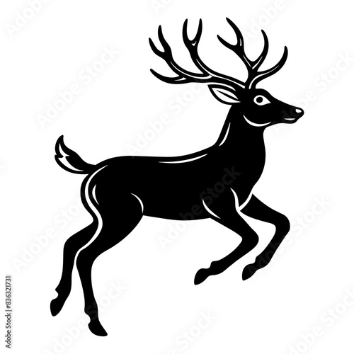 Deer jumping illustration vector silhouette clean line art