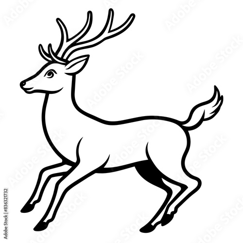 Deer jumping illustration vector silhouette clean line art