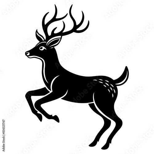 Deer jumping illustration vector silhouette clean line art