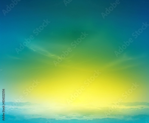 Blue And Yellow Gradient Sky With Clouds At Sunset