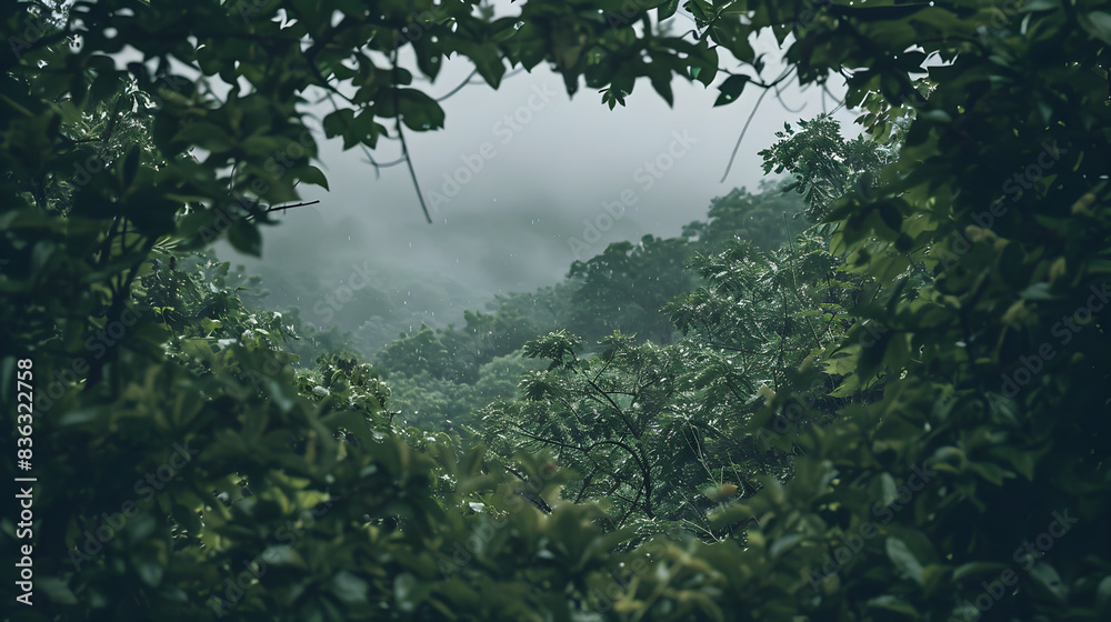 Obraz premium Dense Green Plant Life in Forest