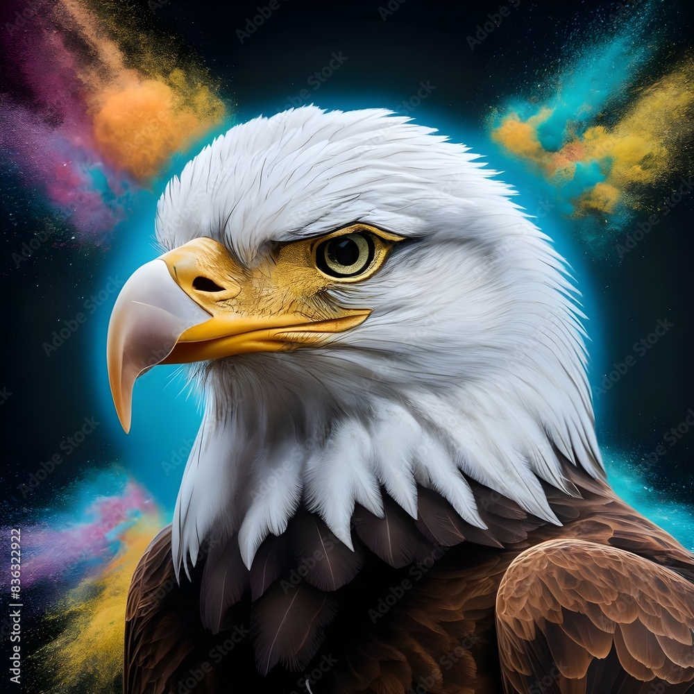 Fototapeta premium Fantastic eagle close up with fisheye 